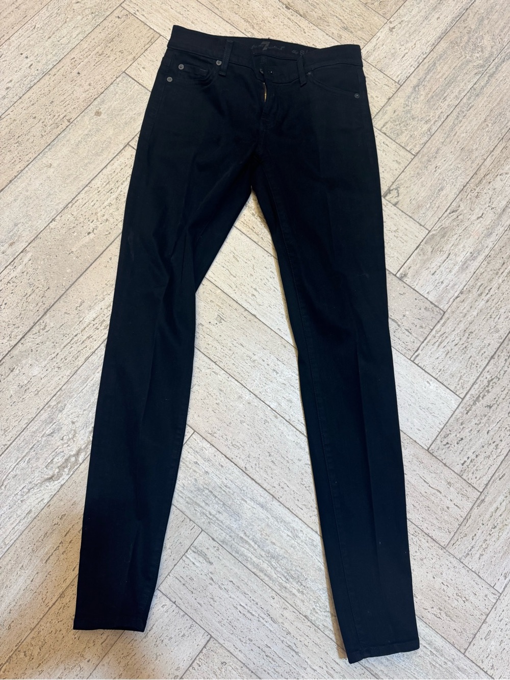 7 For All Mankind Jet Black Skinny Jeans